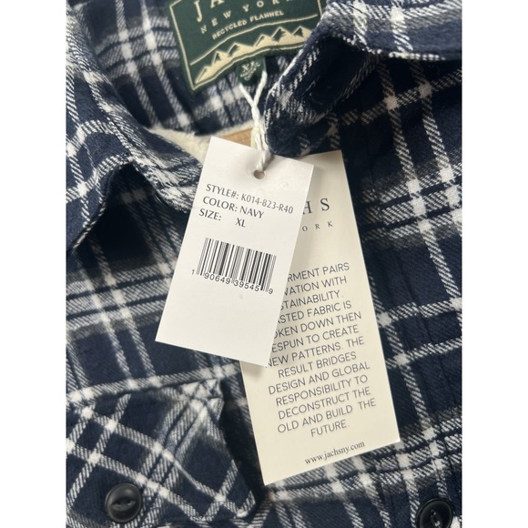 Jachs New‎ York Men's Navy Plaid Sherpa Lined Brushed Flannel Shirt Jacket XL - Picture 7 of 12